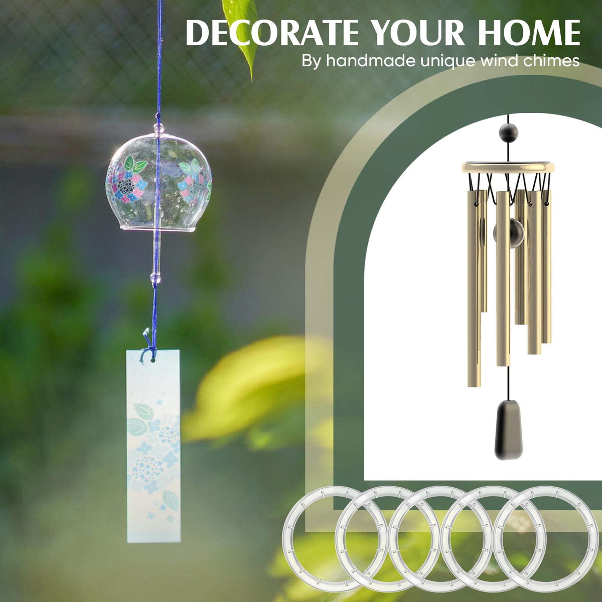 Yinkin wind chime rings transparent ideal for custom outdoor wind chimes.
