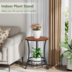 YINMIT corner flower pot holder displaying pots on a metal frame with wood top