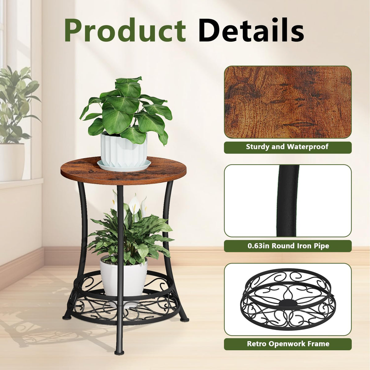 YINMIT indoor-outdoor plant table placed on a balcony with plants
