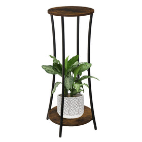 YINMIT round two-tier plant stand top view showing organized plant display