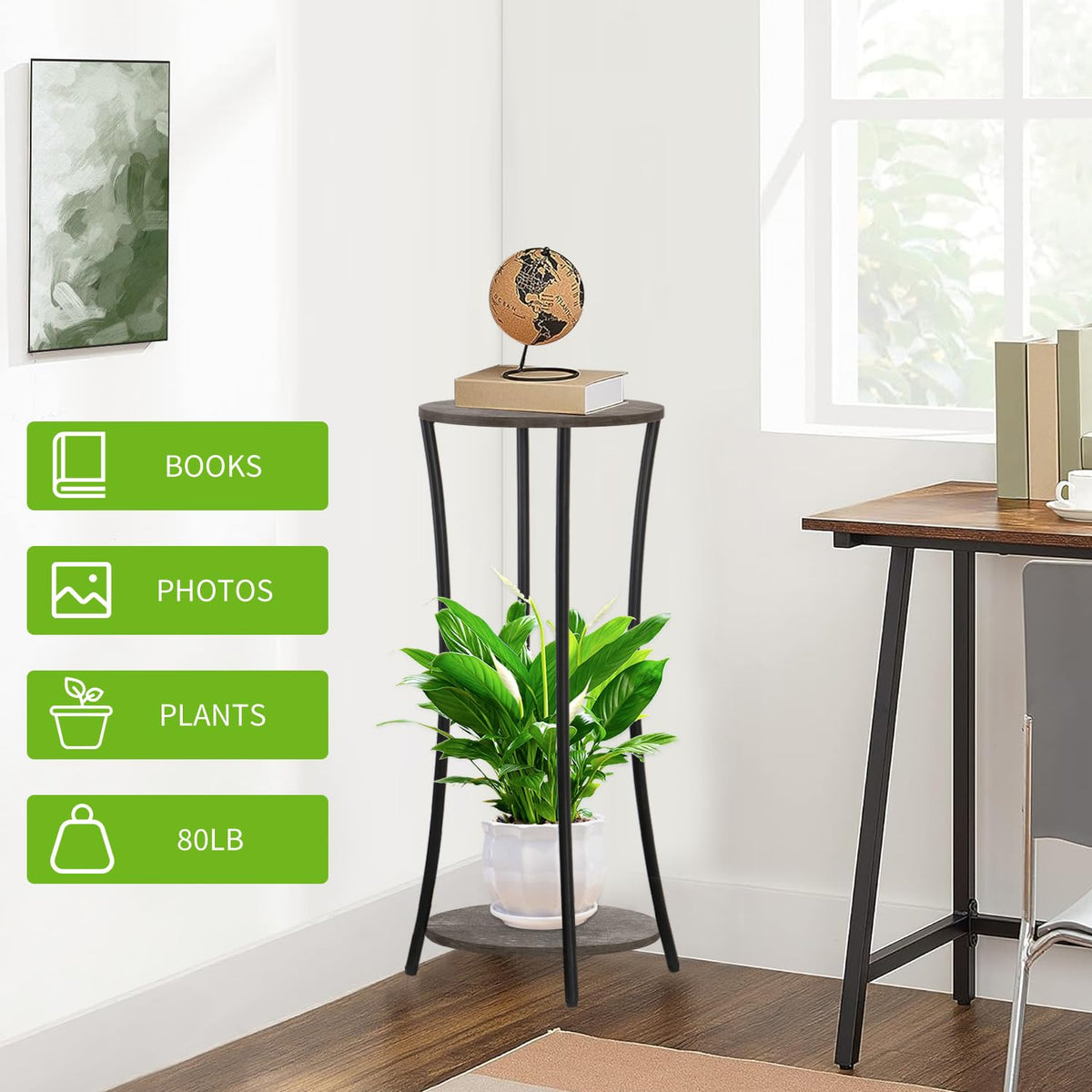 YINMIT round plant stand with multi-pot capacity frees floor space.