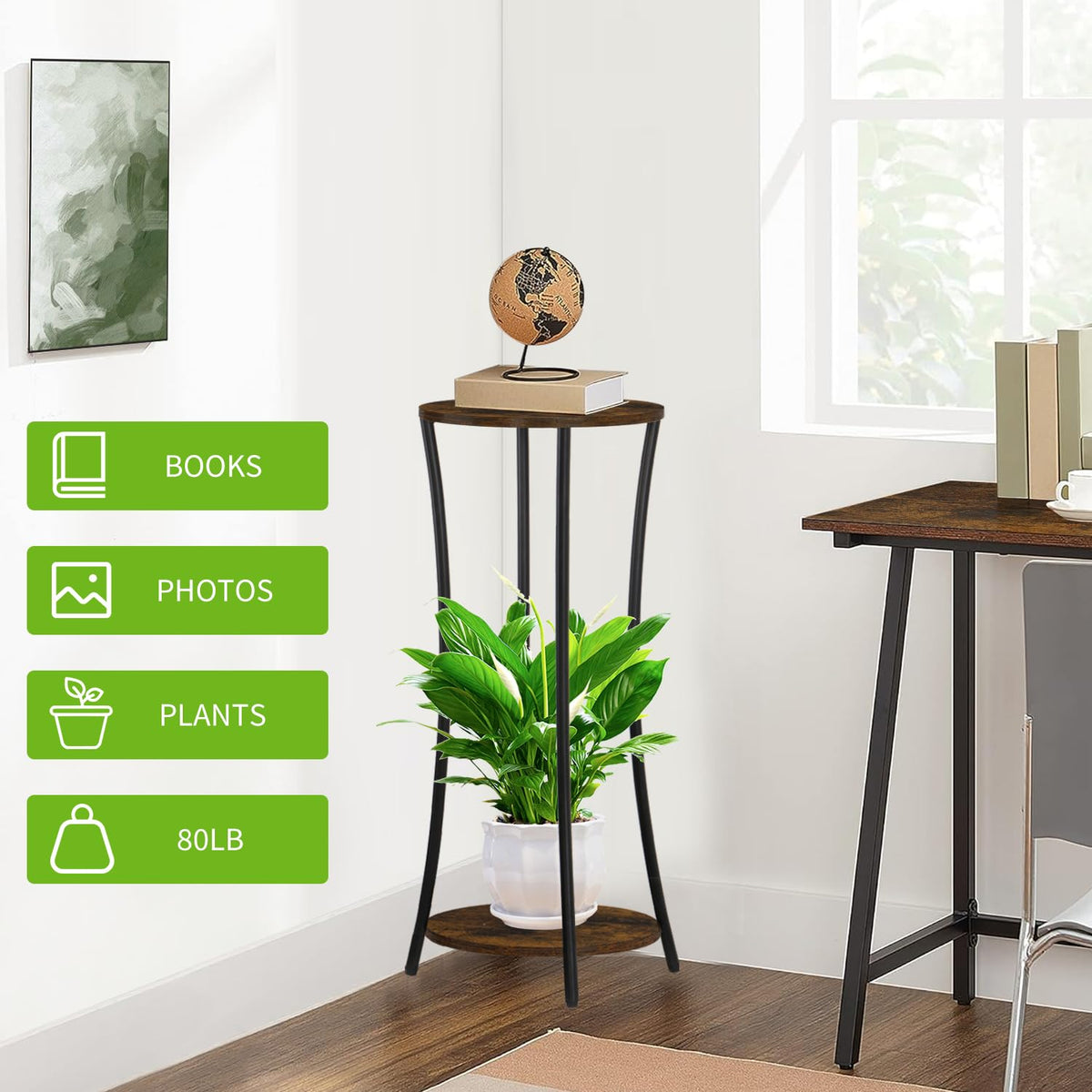 YINMIT round plant stand in an office decor scenario for desk-friendly organization
