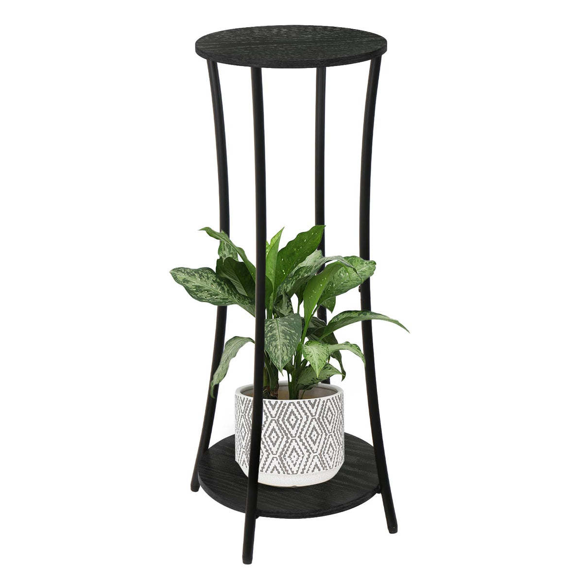 YINMIT round plant stand two-tier display showcases plants while saving floor space indoors