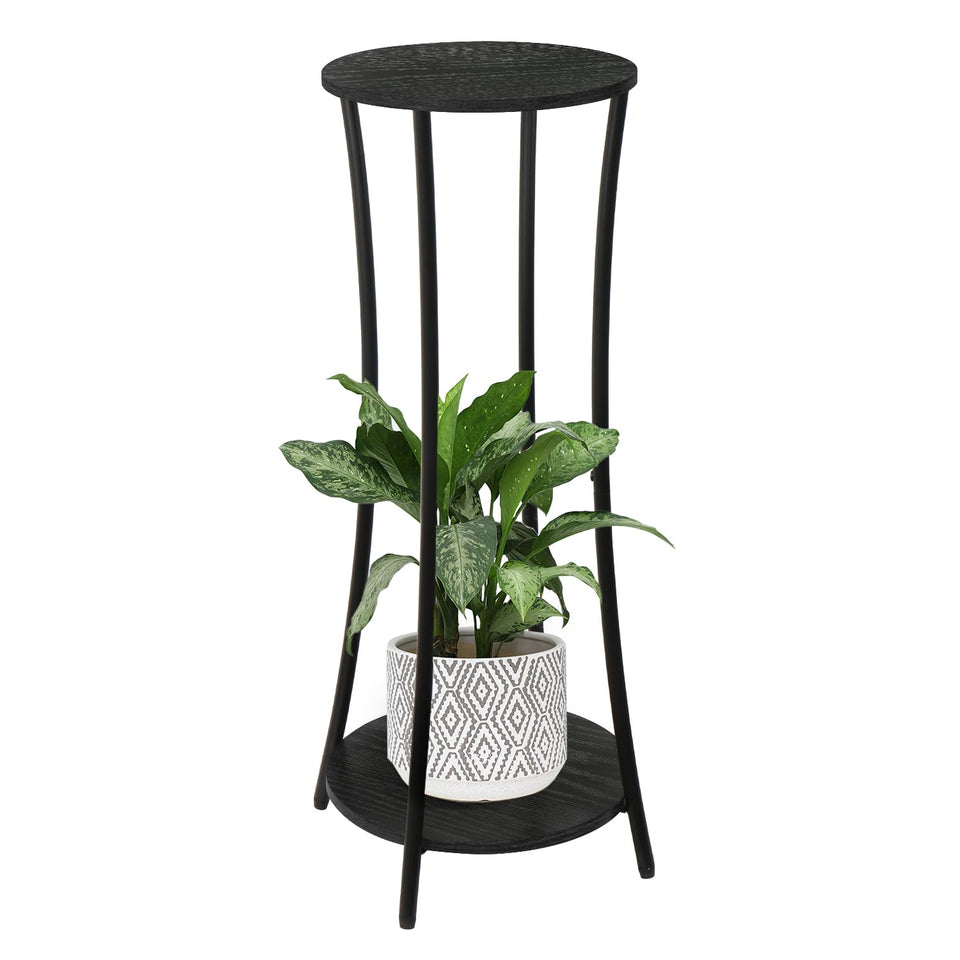 YINMIT round plant stand two-tier display showcases plants while saving floor space indoors