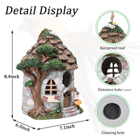 Yinns resin bird house features drainage holes to keep interior dry