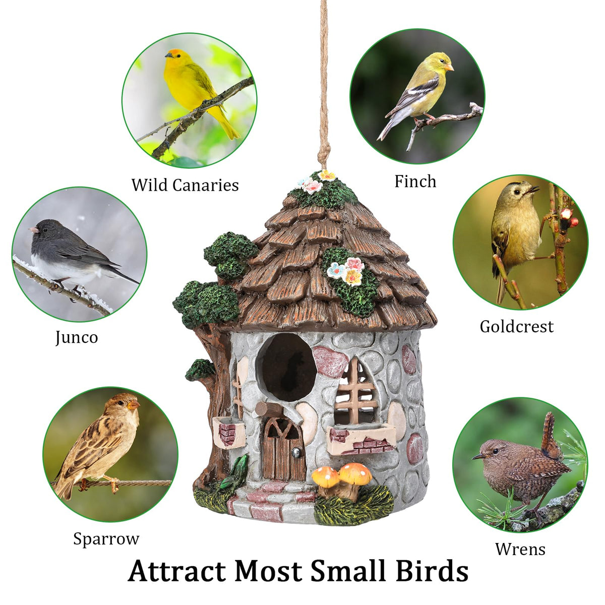 Yinns resin bird house small entrance protects birds from predators