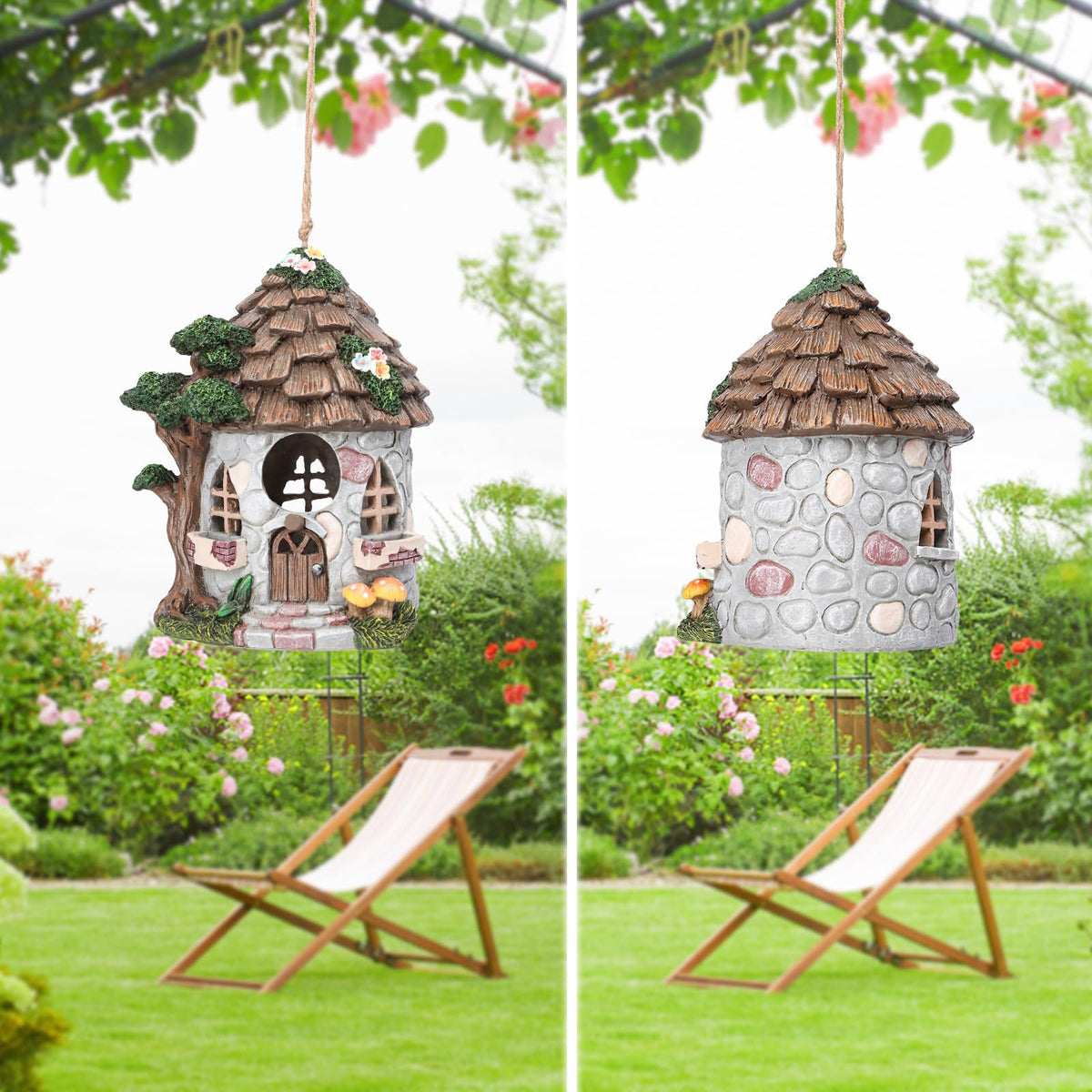 Yinns resin bird house provides warm shelter against weather