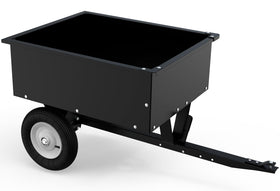 YINTATECH ATV dump trailer with 350-lbs capacity loads mulch easily on uneven ground