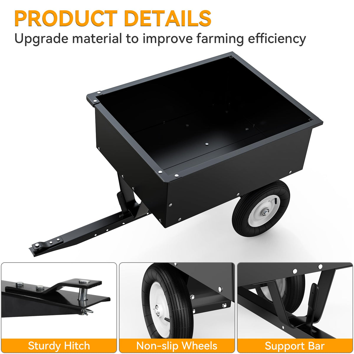 YINTATECH dump cart pneumatic tires provide smooth rough-terrain movement