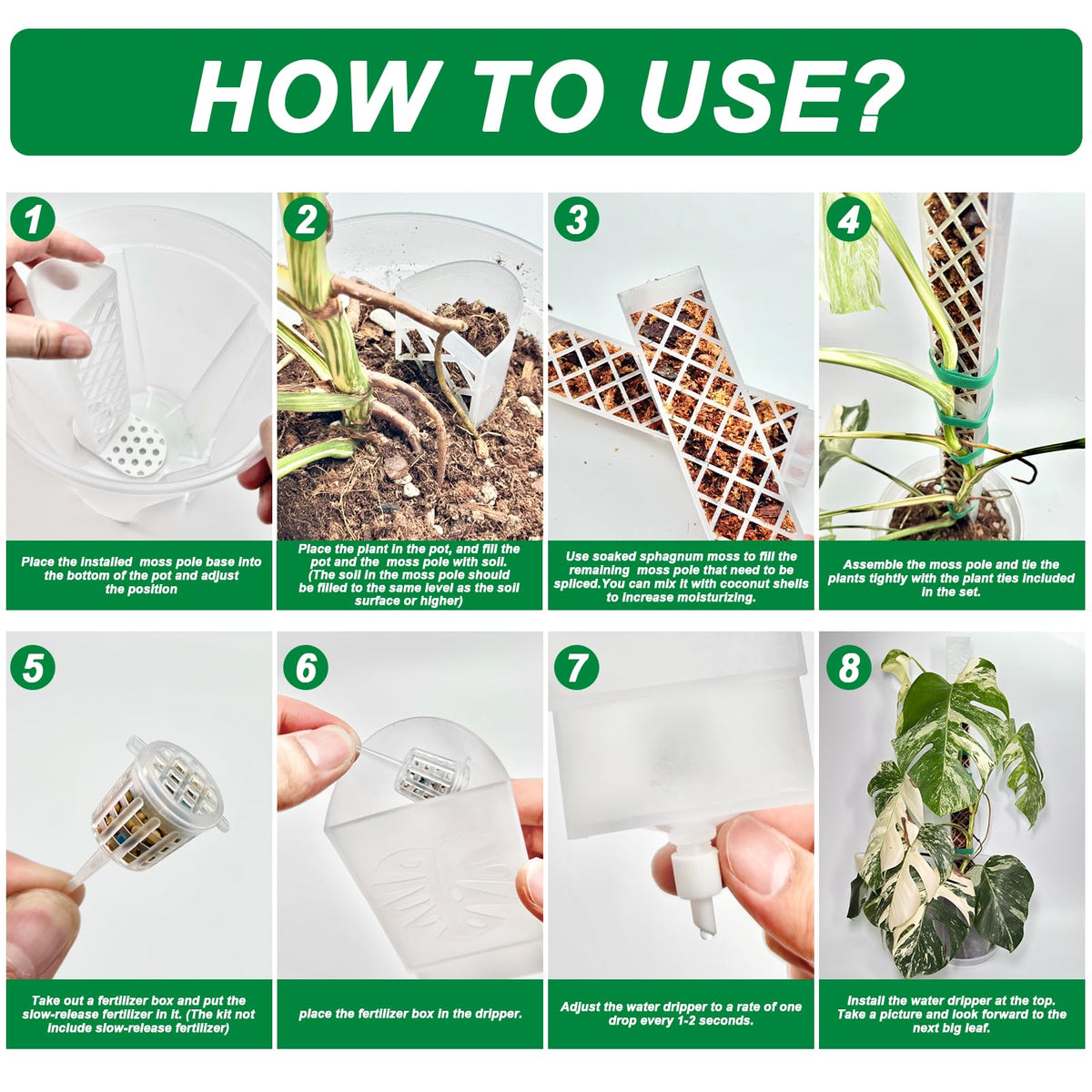 Yioviru four-pack plastic moss poles for vertical plant support