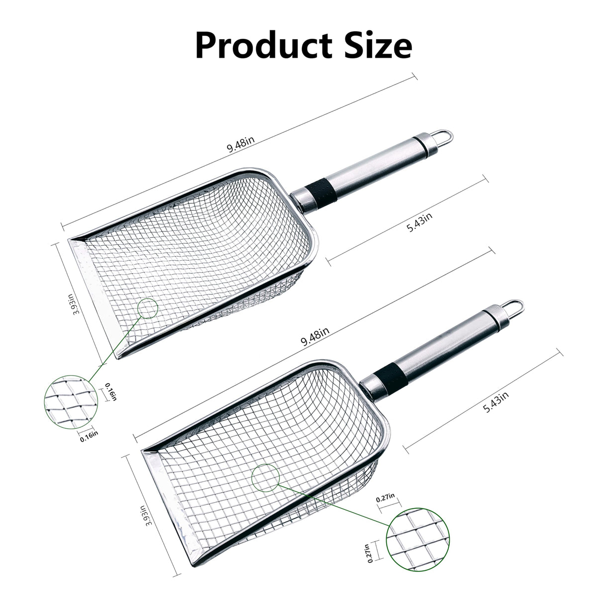 Yiqianhome stainless steel handle detail shows durable construction for daily sifting