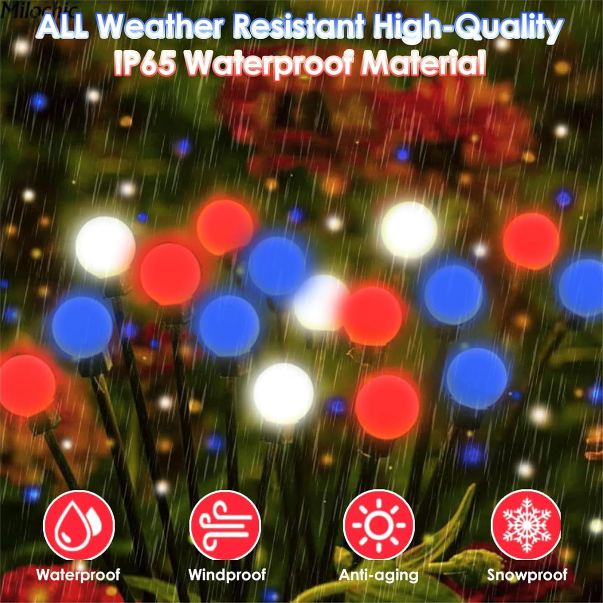 YIQU waterproof IP65 firefly lights withstand rain for celebrations.