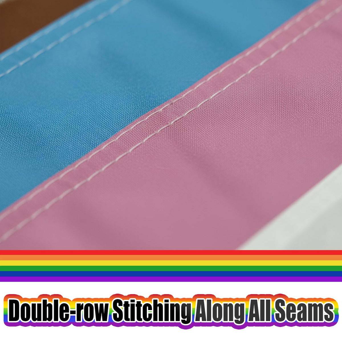 Brass grommets on the YISDZSW Pride flag for secure outdoor mounting