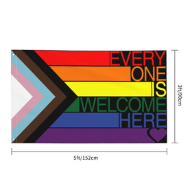 The YISDZSW Progress Pride Flag features durable brass grommets for easy outdoor hanging.