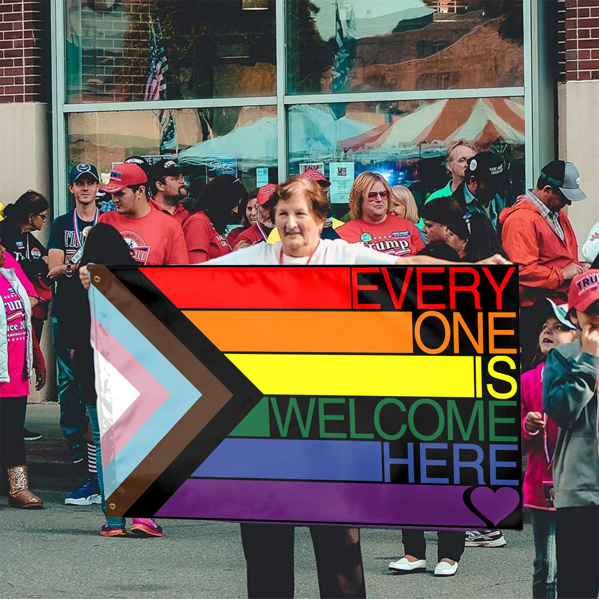 Vivid chevrons celebrate diverse communities with pride.