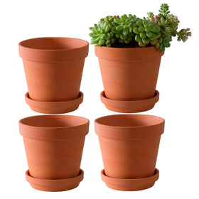 Yishang large terra cotta pot with saucer, perfect for 6-inch herbs or flowers.