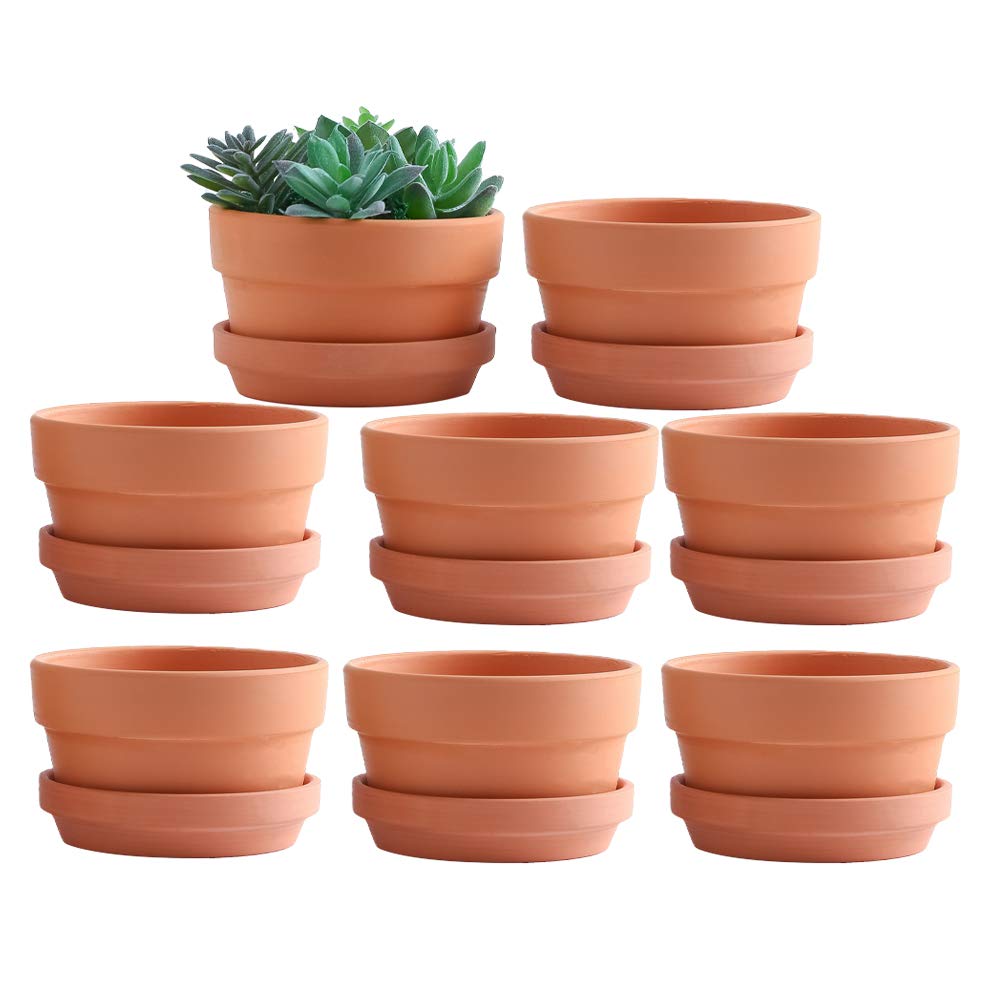Yishang terracotta pot front view, 4.4 inches, ideal for compact herbs and succulents.
