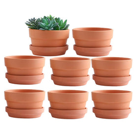 Yishang terracotta pot front view, 4.4 inches, ideal for compact herbs and succulents.
