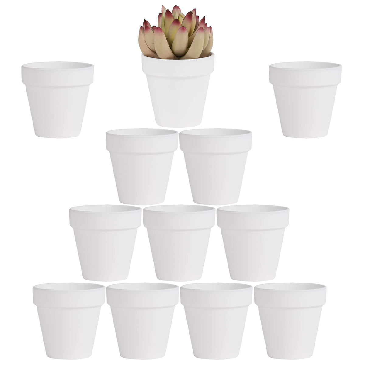 Yishang white terracotta pot front view, compact indoor plant option.
