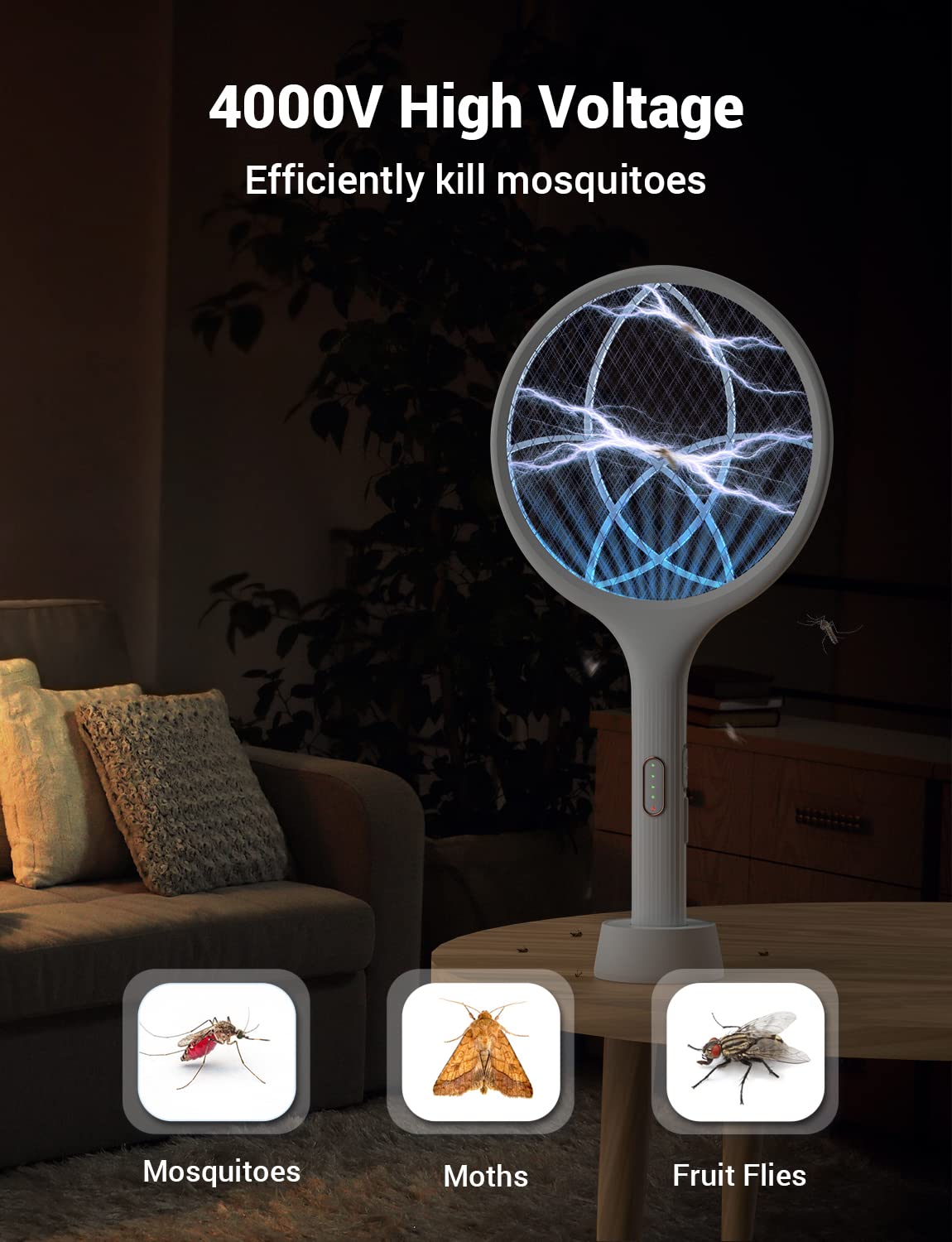 YISSVIC 4000V zapper delivering quick results against flying insects.