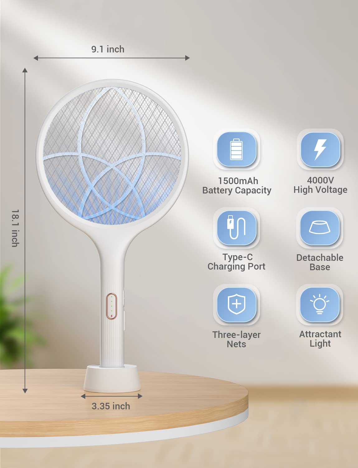 Long 59-inch charging cable keeps charging area flexible.