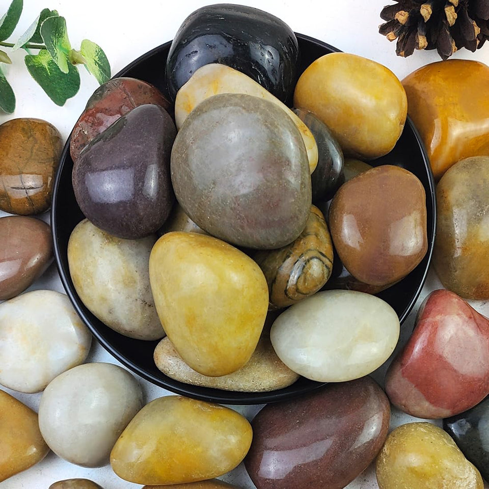 YISZM 5lbs pebbles for indoor plants in mixed colors brighten planters and improve moisture balance.
