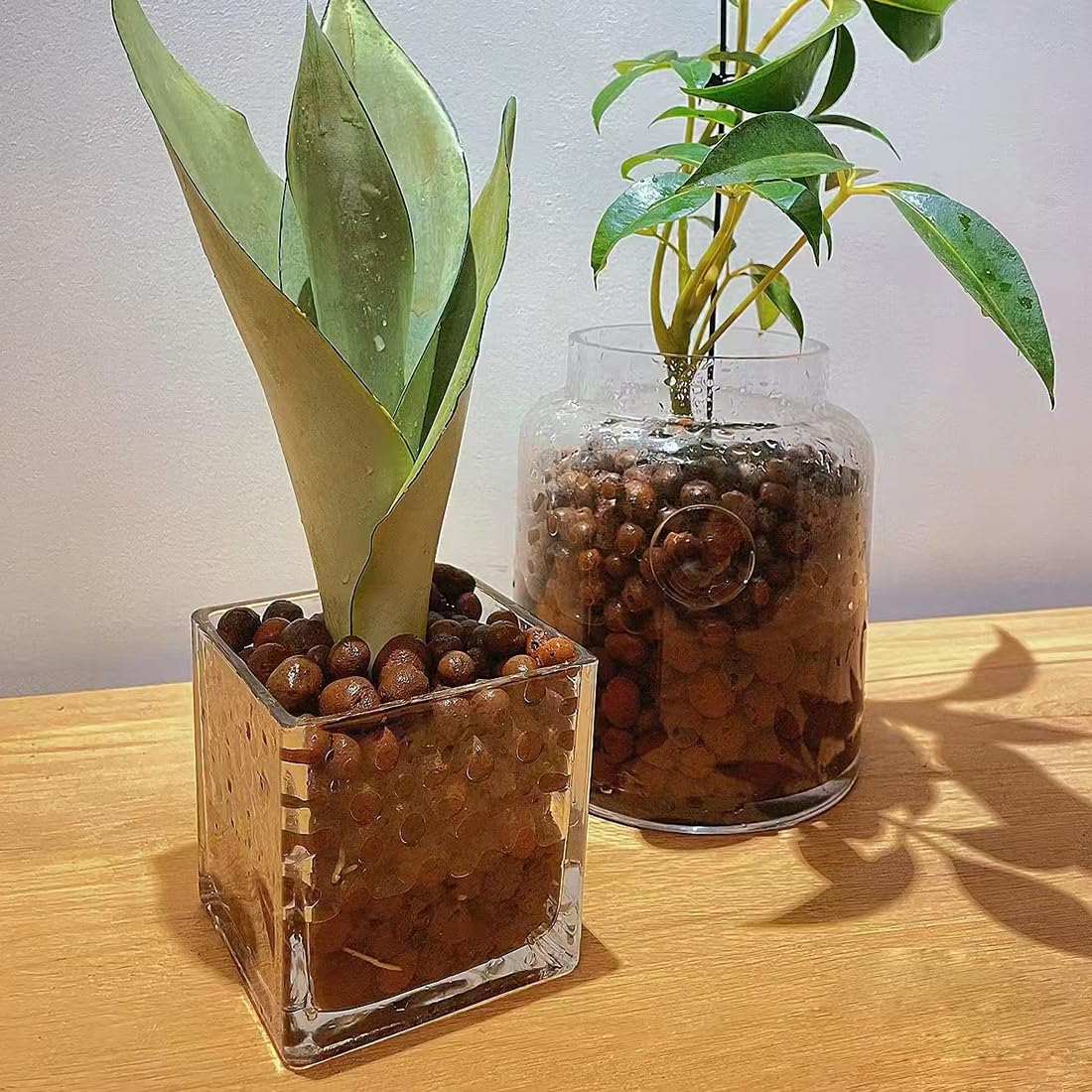 YISZM aquaponics root support with breathable clay pebbles.