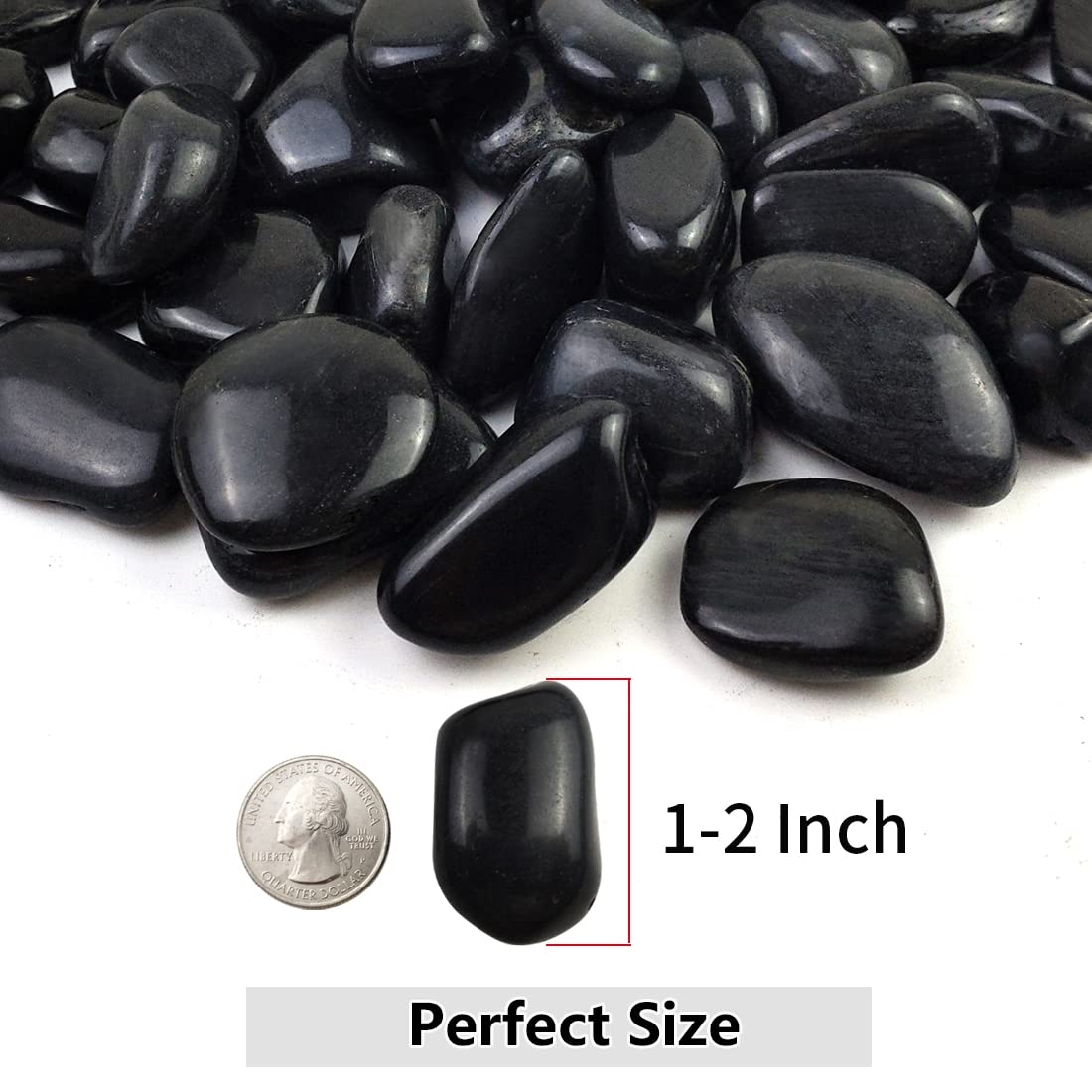 YISZM black pebbles for aquariums provide polished decor and safe substrate.