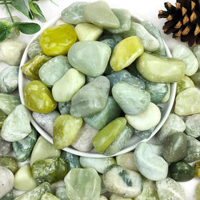 YISZM Jade pebbles closeup 1-2 inch showing natural luster for decor