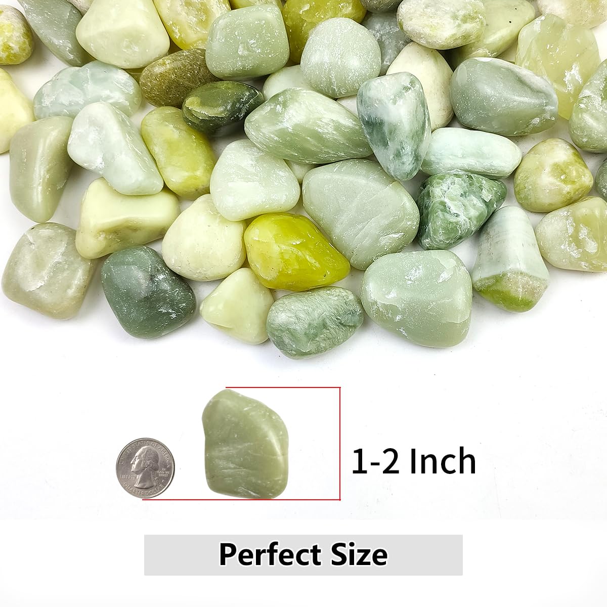YISZM Jade pebbles in planters adding natural color and moisture retention