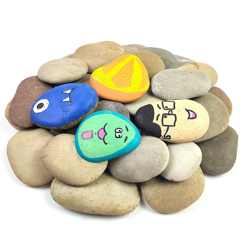 YISZM large rocks for painting, 3-4 inches, ready for vibrant art projects.
