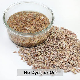 YISZM peach gravel in vase enhances arrangement and drainage.