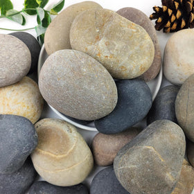 YISZM river rocks 3-4 inch collection adds natural color to gardens and pathways.