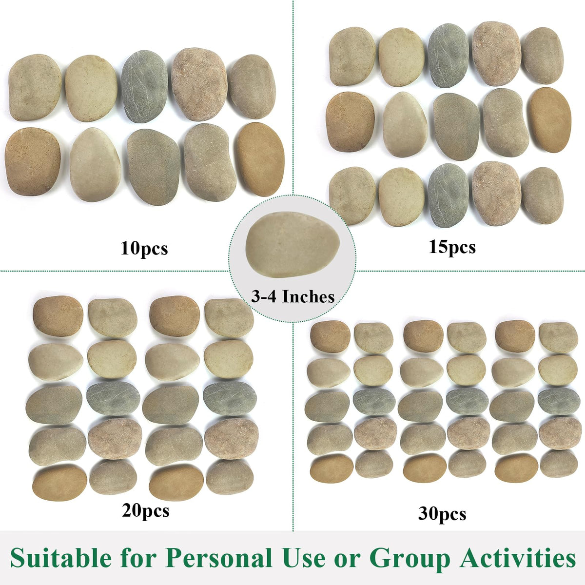 YISZM river rocks set, natural stones with easy-to-paint texture.
