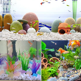 YISZM white planter topper pebbles enhancing a tidy, modern display