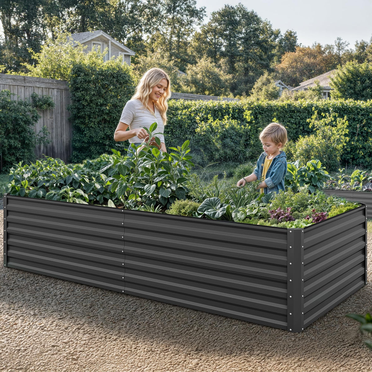 YITAHOME galvanized metal planter demonstrates durability for outdoor gardening