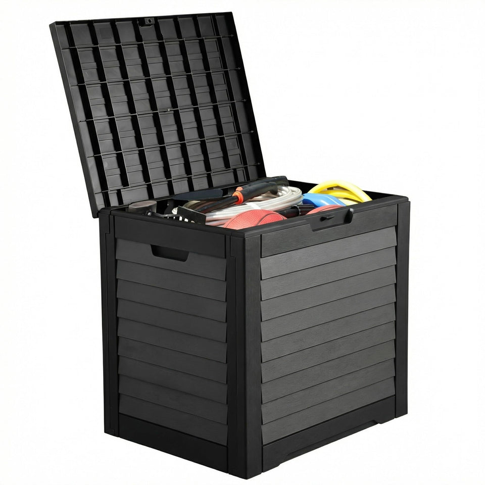 YITAHOME 35-gallon outdoor box with closed lid for weatherproof storage.