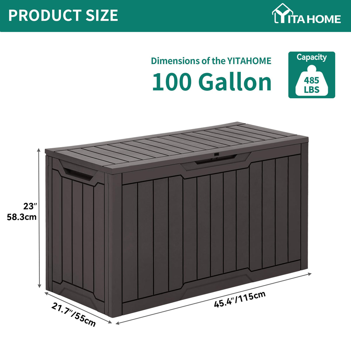 YITAHOME bench-style deck box supports up to 485 pounds