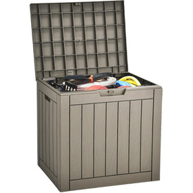 YITAHOME deck box 30-gallon taupe with water-resistant storage for outdoors
