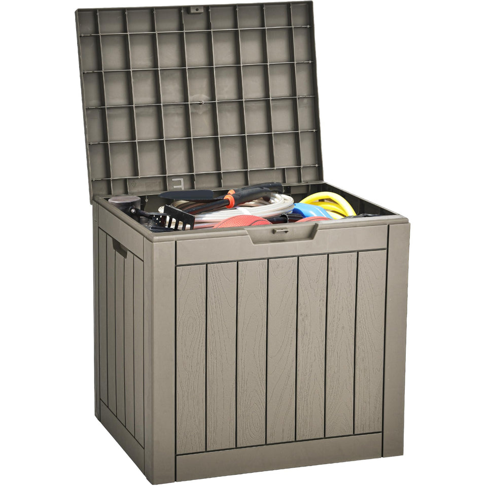 YITAHOME deck box 30-gallon taupe with water-resistant storage for outdoors