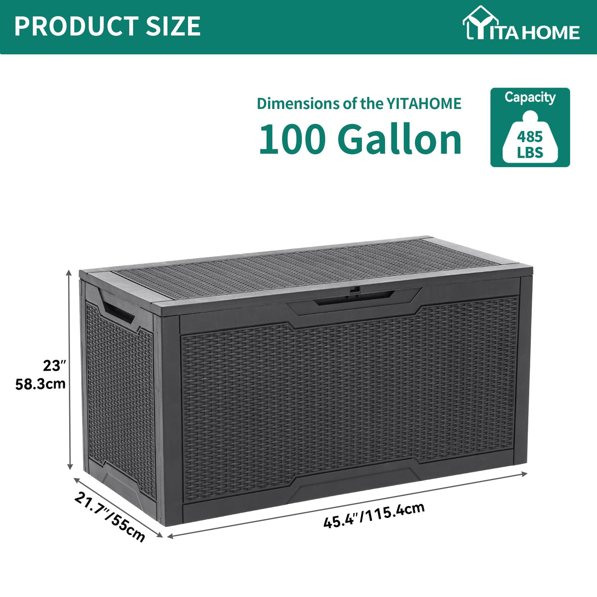 YITAHOME deck box dimensions 47-6 by 21-2 by 24-8 in