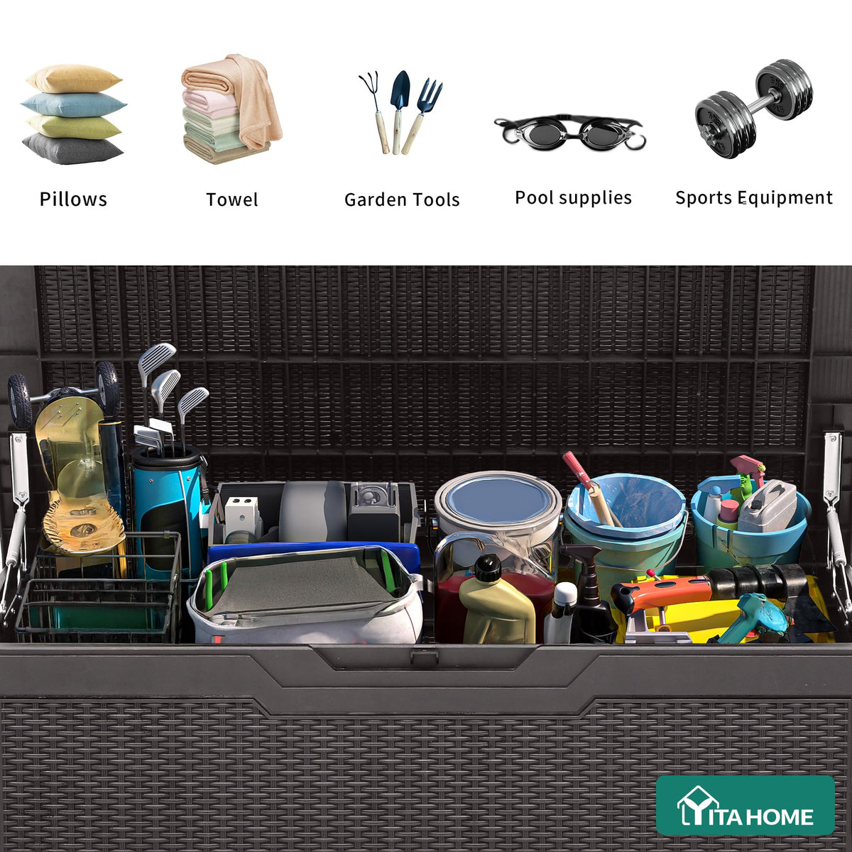 YITAHOME deck box dual side handles simplify moving around.
