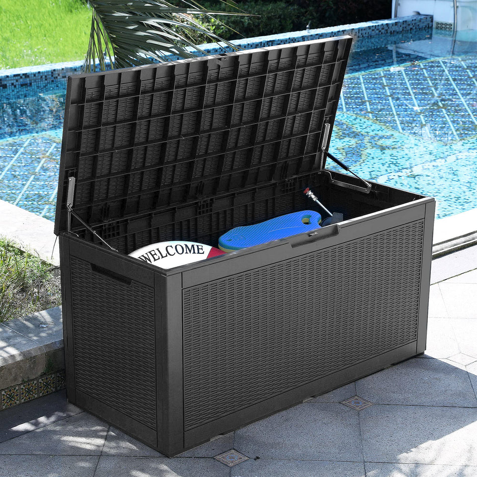 YITAHOME deck box lid open for easy cushion access