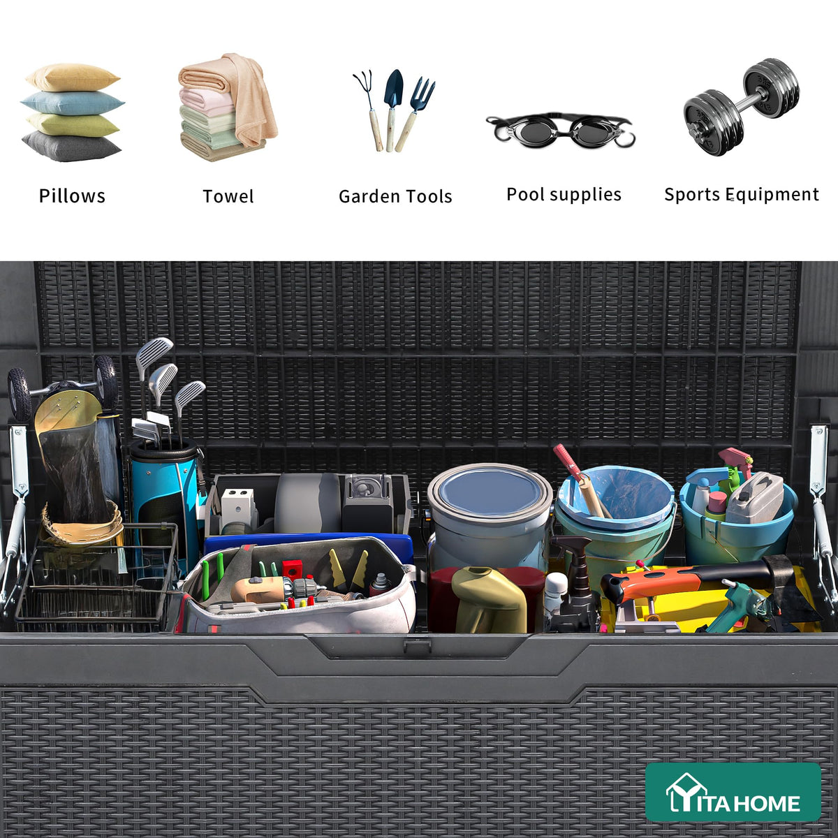 YITAHOME deck box side handles for portable storage