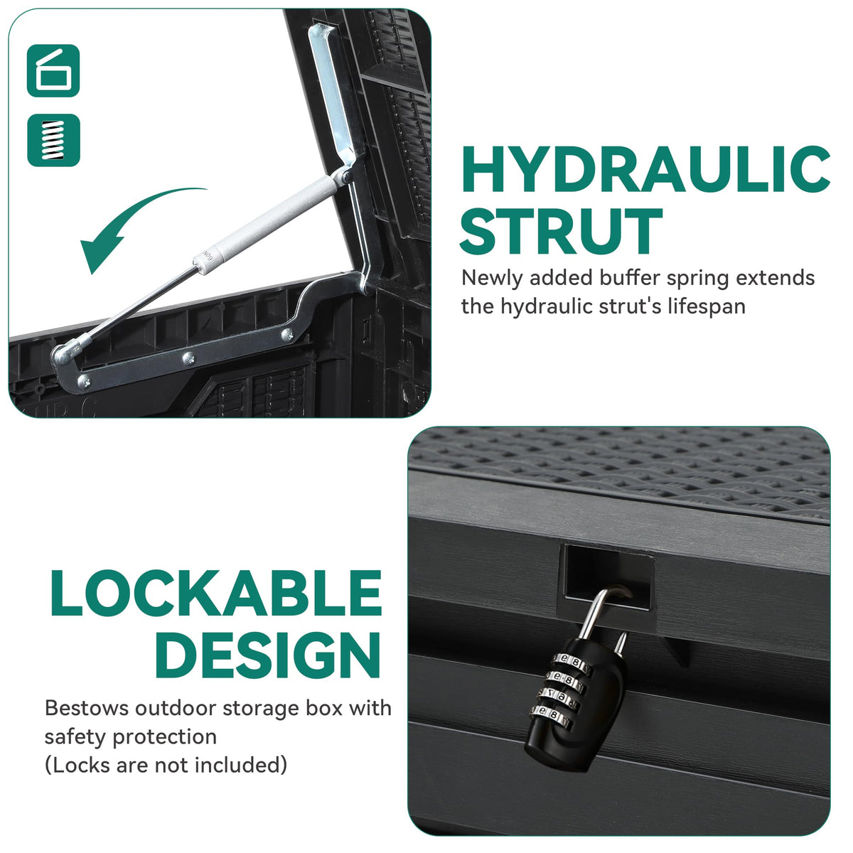YITAHOME deck box side handles enable easy mobility and positioning.