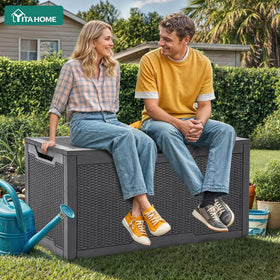 YITAHOME deck box water-resistant resin resists weather and fading
