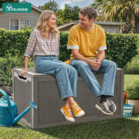 Dual built-in side handles for easy mobility of the deck box.