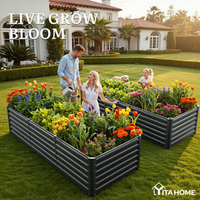 YITAHOME galvanized metal finish on a large outdoor planter