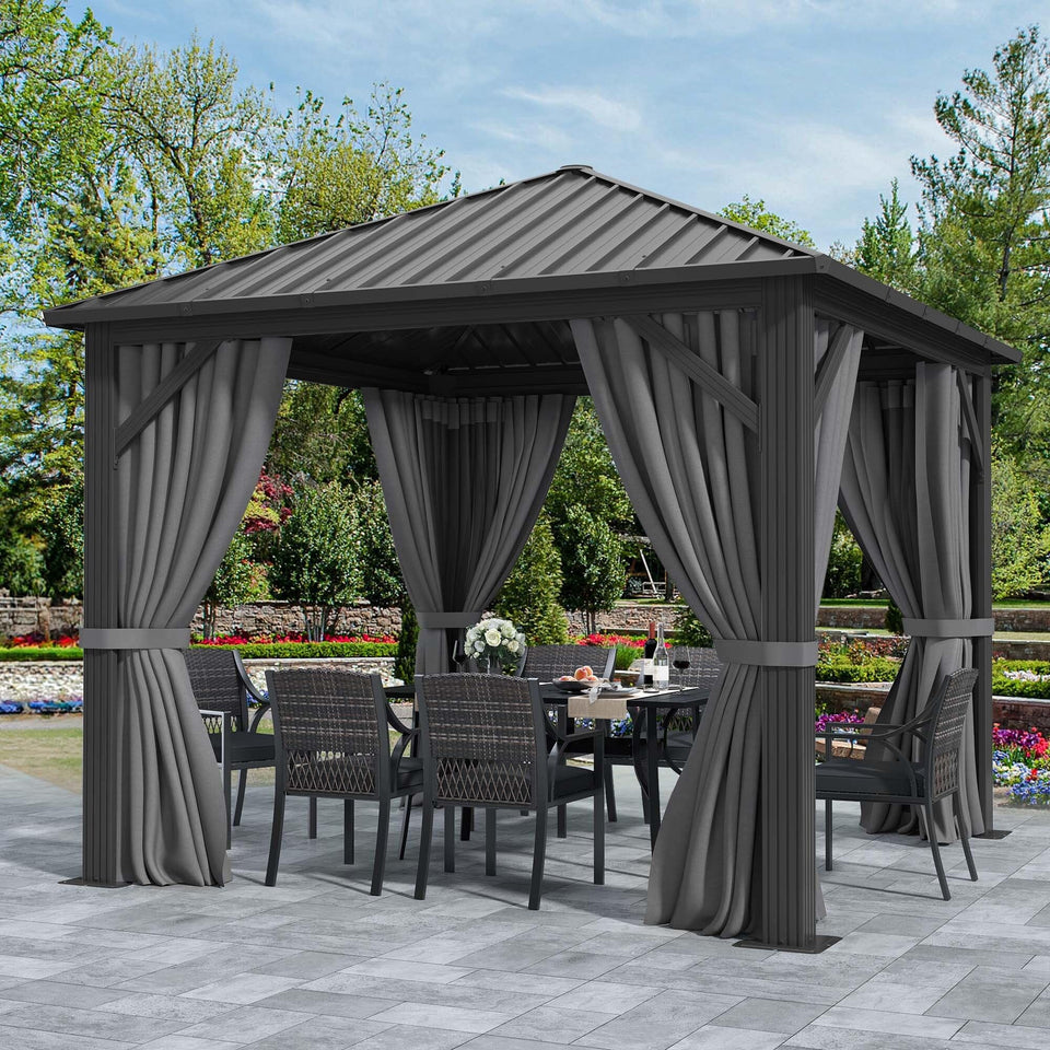 YITAHOME gazebo with galvanized roof provides durable shade and rain protection