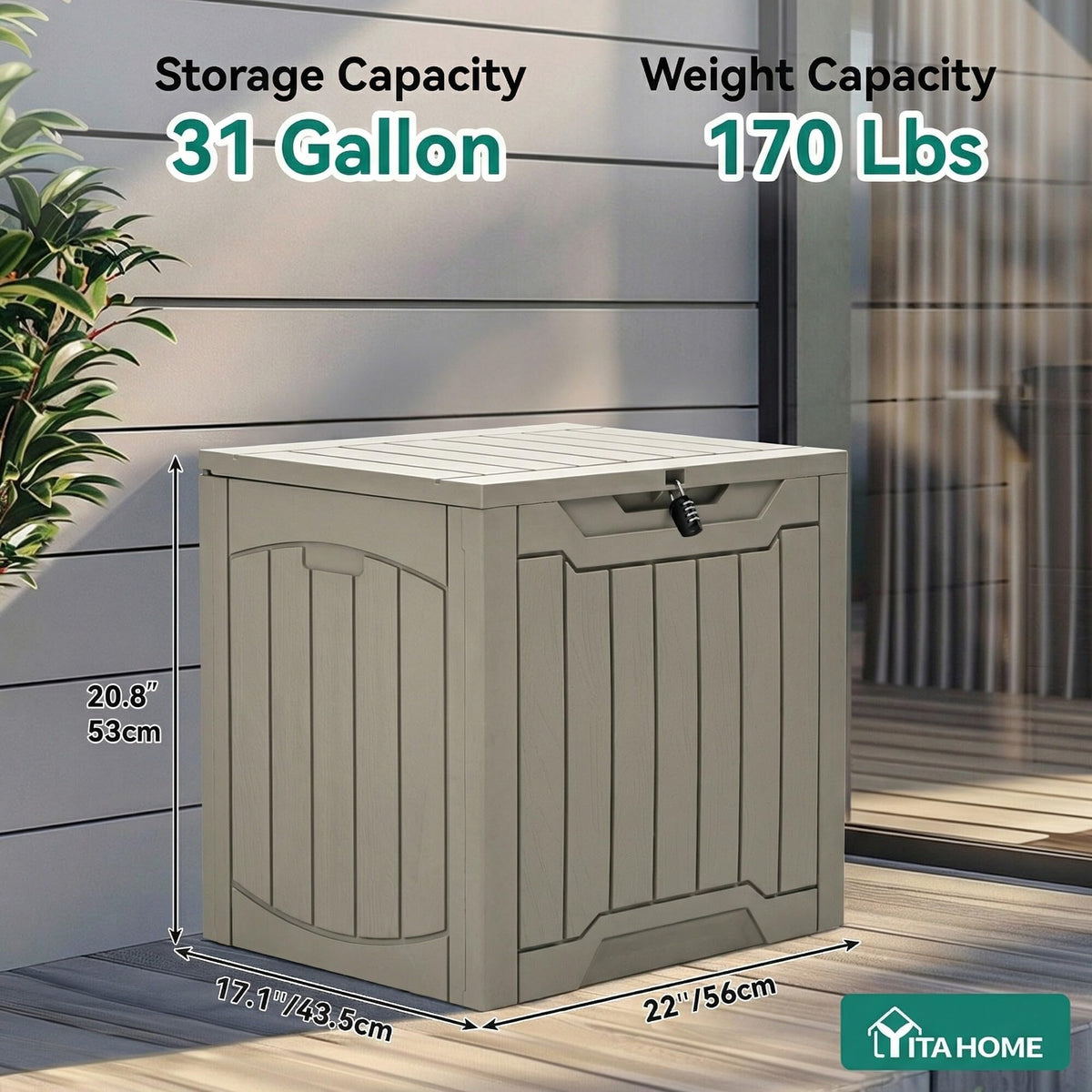YITAHOME lock-ready lid supports added security with padlock.